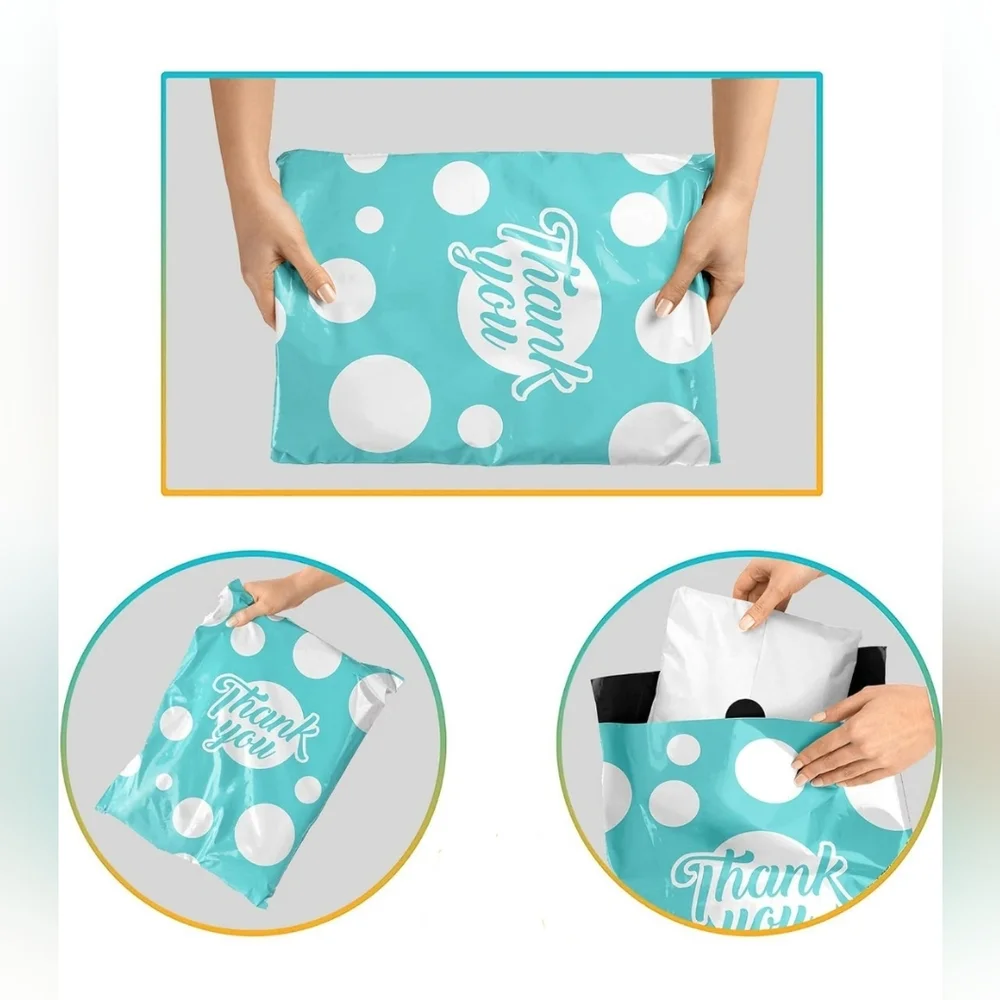 25 pack 10x13 Teal polka dot 